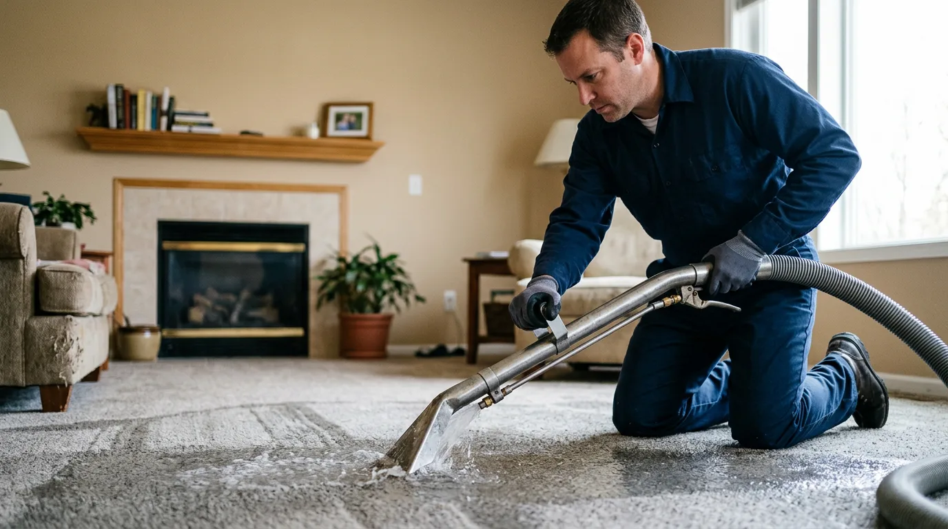 Water damage restoration technician working near Vermont, IL
